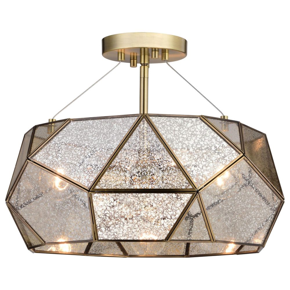 Vaxcel Euclid 3-Light Semi Flush Mount in Aged Brass, , large