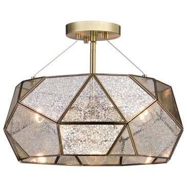 Vaxcel Euclid 3-Light Semi Flush Mount in Aged Brass, , large