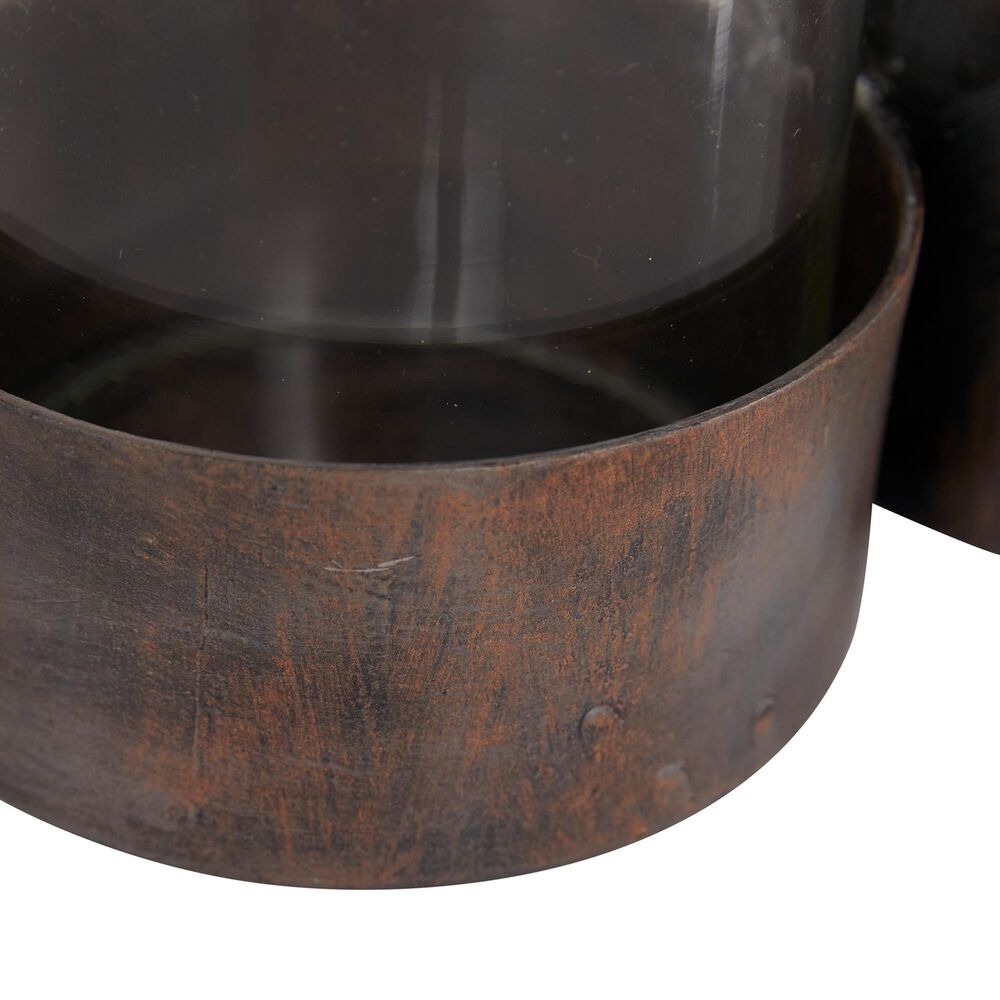 Maple and Jade Modern Candle Holder in Distressed Black, , large