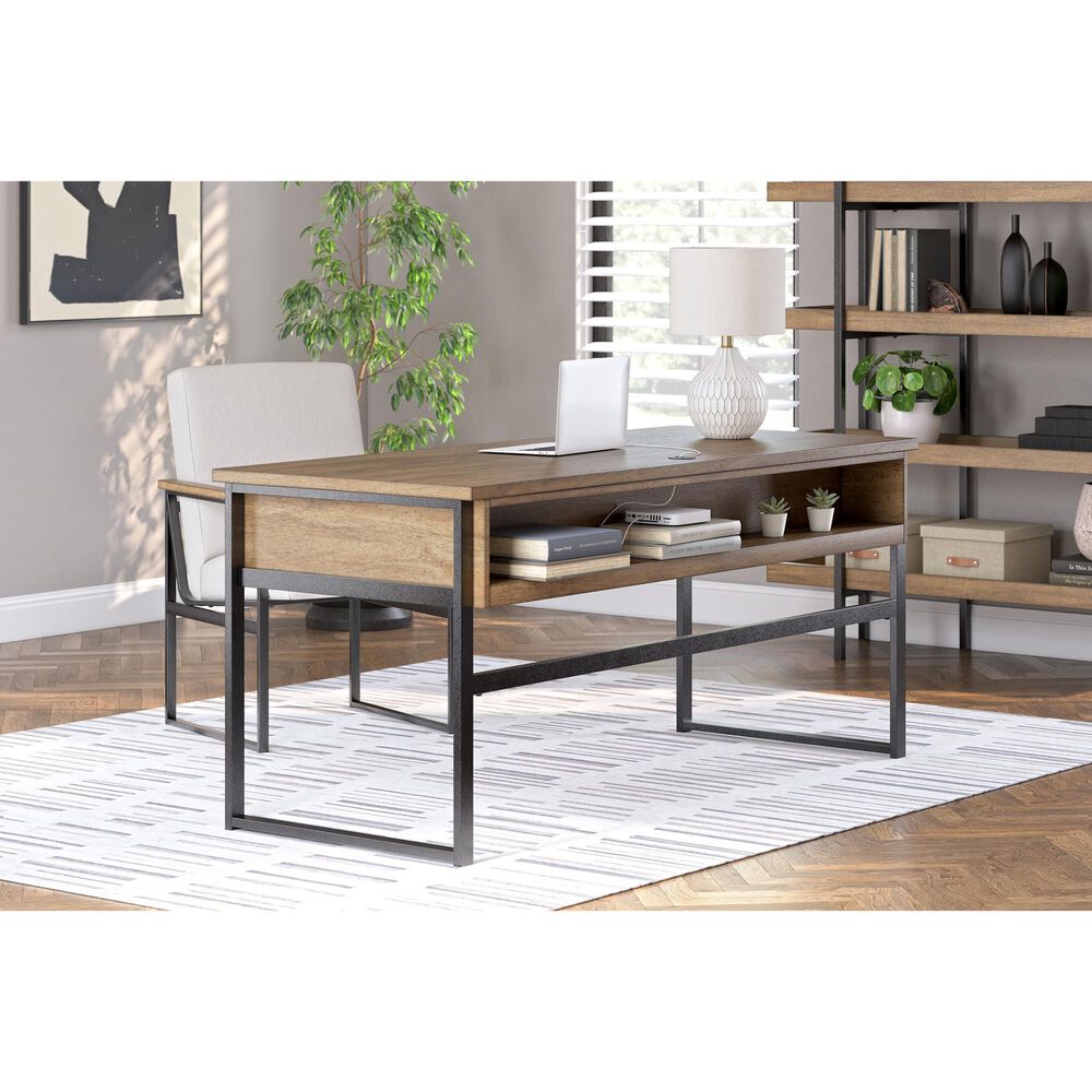 Ashley Montia Desk Chair in Gunmetal Gray and Light Brown, , large