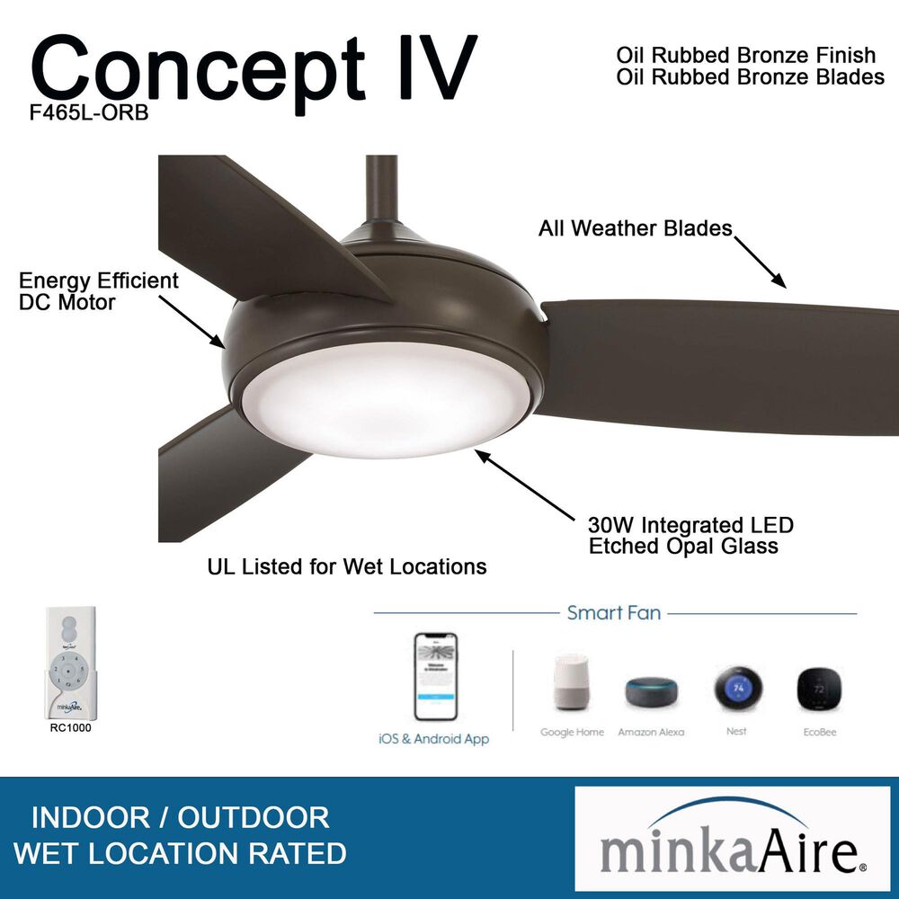 Minka-Aire Concept IV 54" Ceiling Fan with LED Light in Oil Rubbed Bronze, , large