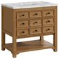 James Martin Vanities Malibu 36" Single Bathroom Vanity in Amber Birch with 3 cm Carrara White Marble Top and Rectangular Sink, , large