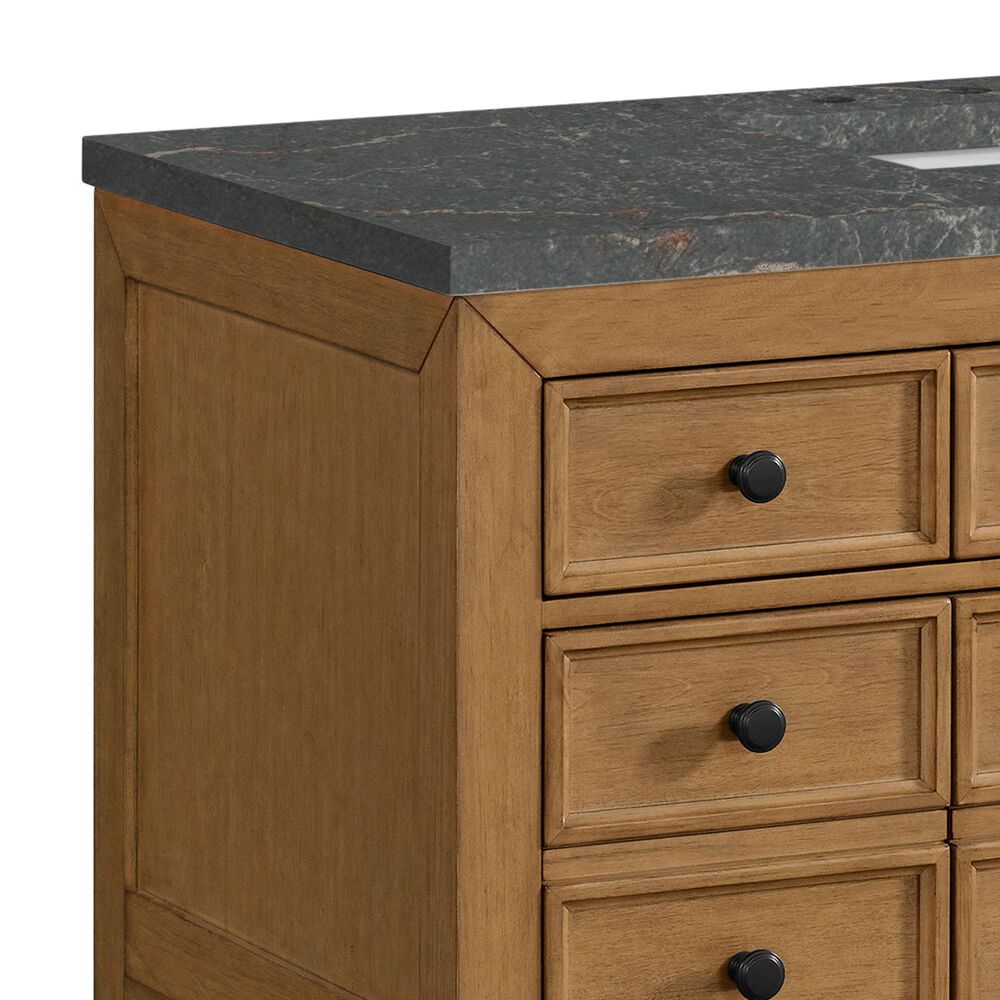 James Martin Malibu 48&quot; Single Bathroom Vanity in Amber Birch with 3 cm Parisien Bleu Quartz Top and Rectangular Sink, , large