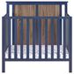 Hearth and Haven Connelly Mini Crib with Mattress Pad in Midnight Blue and Vintage Walnut, , large