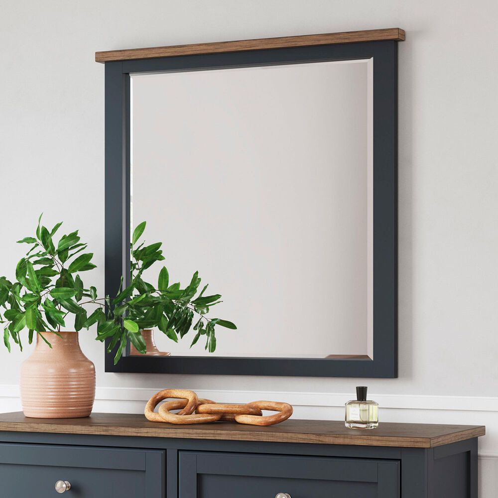 Ashley Landocken Dresser Mirror in Dark Slate Blue and Light Brown, , large