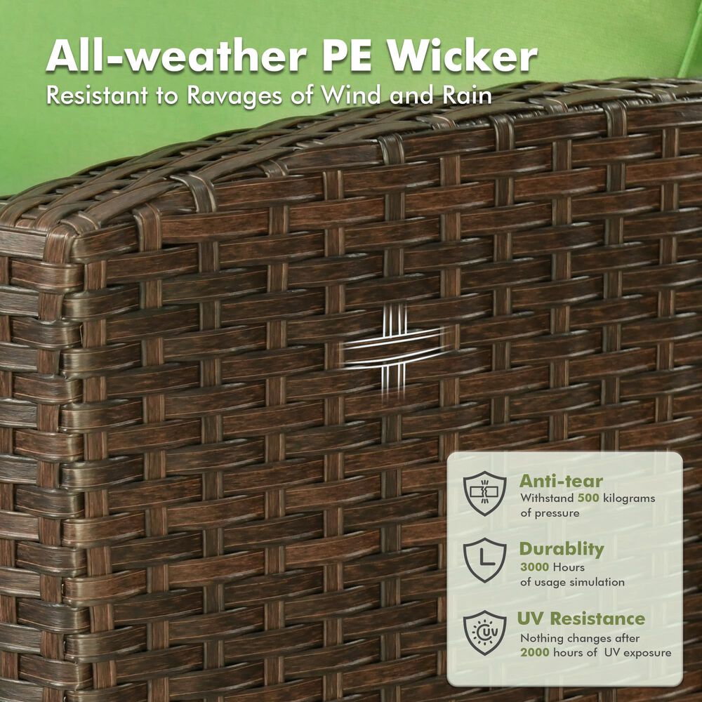 HOMLUX 8-Piece Patio Conversation Set with Fire Pit Table in Green, , large