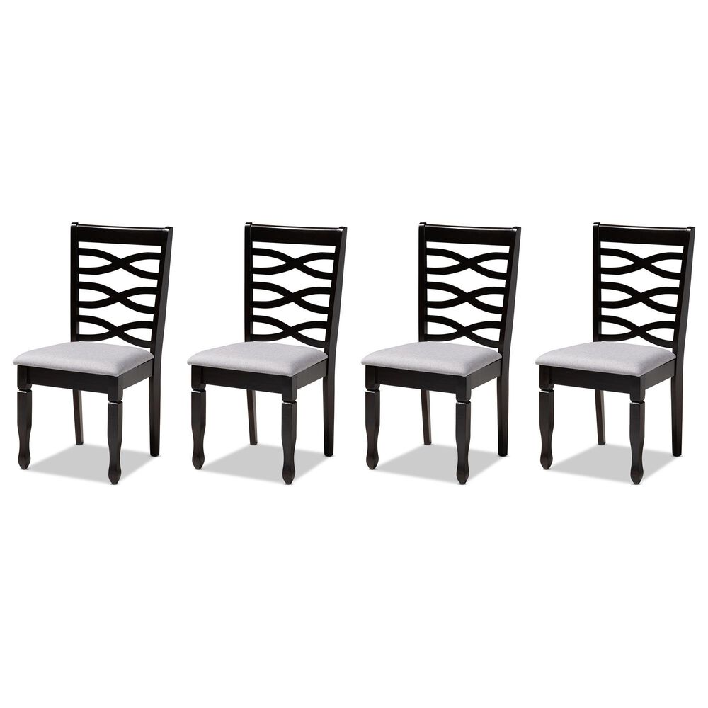 Baxton Studio Lanier Side Chair with Gray Cushion in Espresso Brown (Set of 4), , large