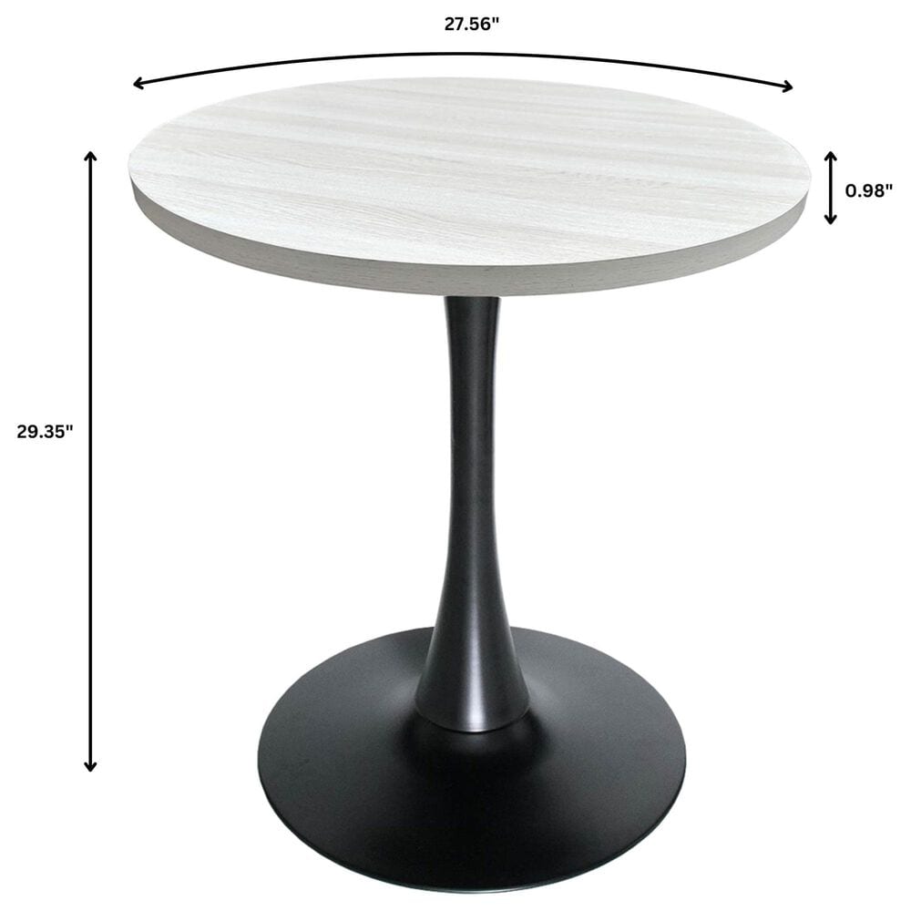 Leisuremod LeisureMod Bristol Dining table, Black Base with 27 Round Light Natural MDF top, , large