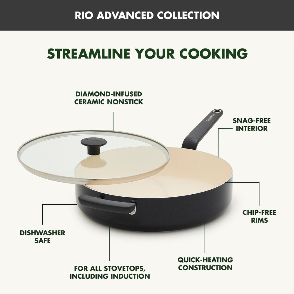 Green Pan Rio Advanced 5-Quart Saute Pan with Lid in Black, , large
