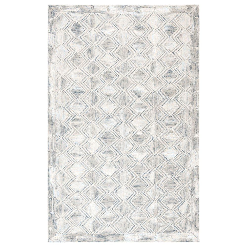 Safavieh Micro-Loop MLP538M 5" x 8" Blue and Ivory Area Rug, , large