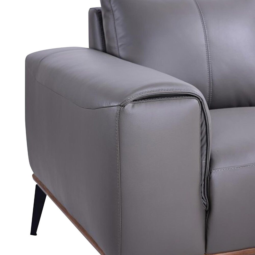 37B Pietro Stationary Leather Loveseat in Gray, , large