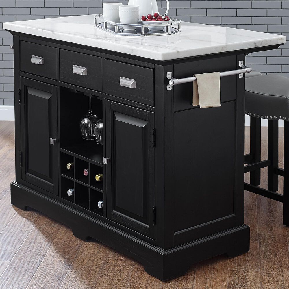 Steve Silver Aspen Kitchen Island in Ebony and White, , large
