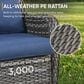 Sunwell Garden 5-Piece Patio Conversation Set with Brown Rattan in Blue, , large