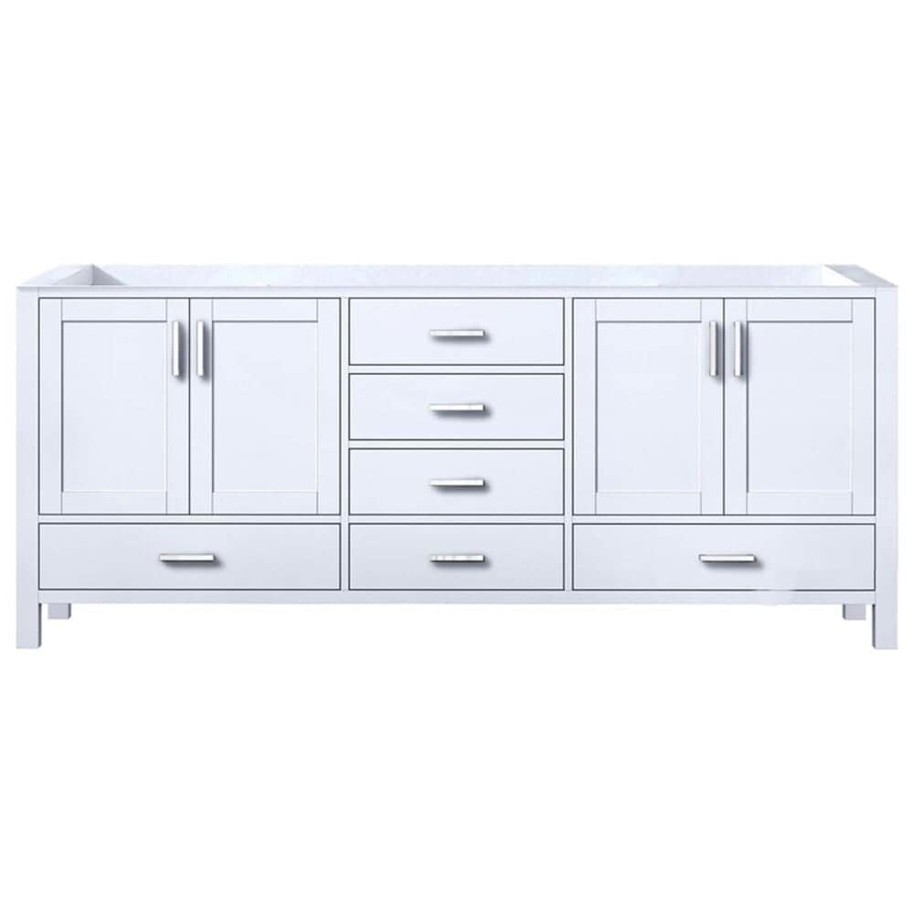 Lexora Home Jacques 80&quot; Double Bathroom Vanity in White with 2 cm White Carrara Marble Top and Rectangular Sinks, , large