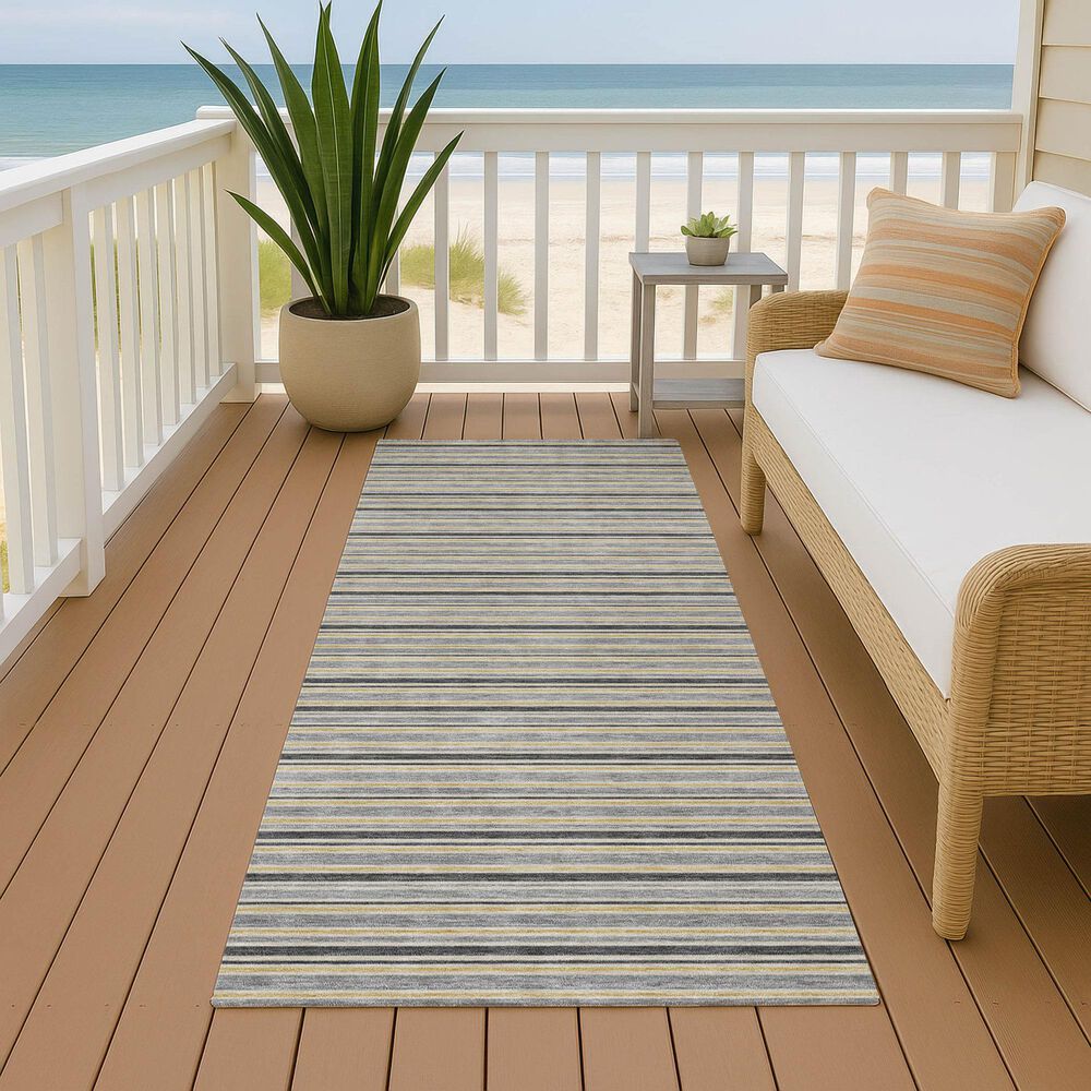 Dalyn Rug Company Soft Essentials Striped Granite 2'3" x 7'6" Indoor/Outdoor Runner, , large