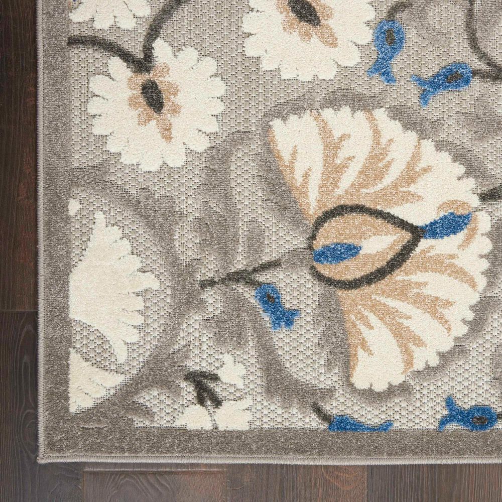 Nourison Aloha Floral 2&#39;8&quot; x 4&#39; Grey and Multicolor Indoor/Outdoor Area Rug, , large