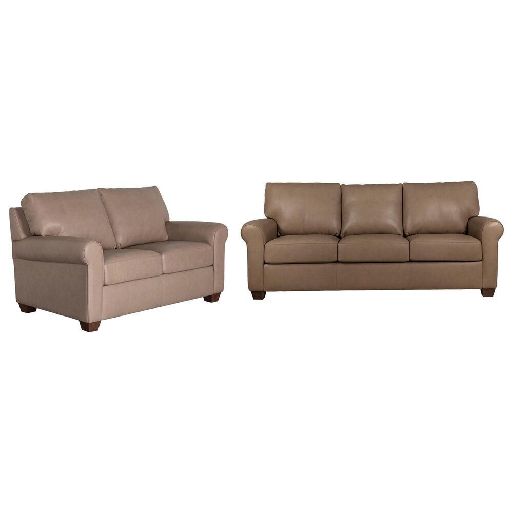 American Leather Sutton Stationary Sofa and Loveseat Set in Titan Champagne, , large