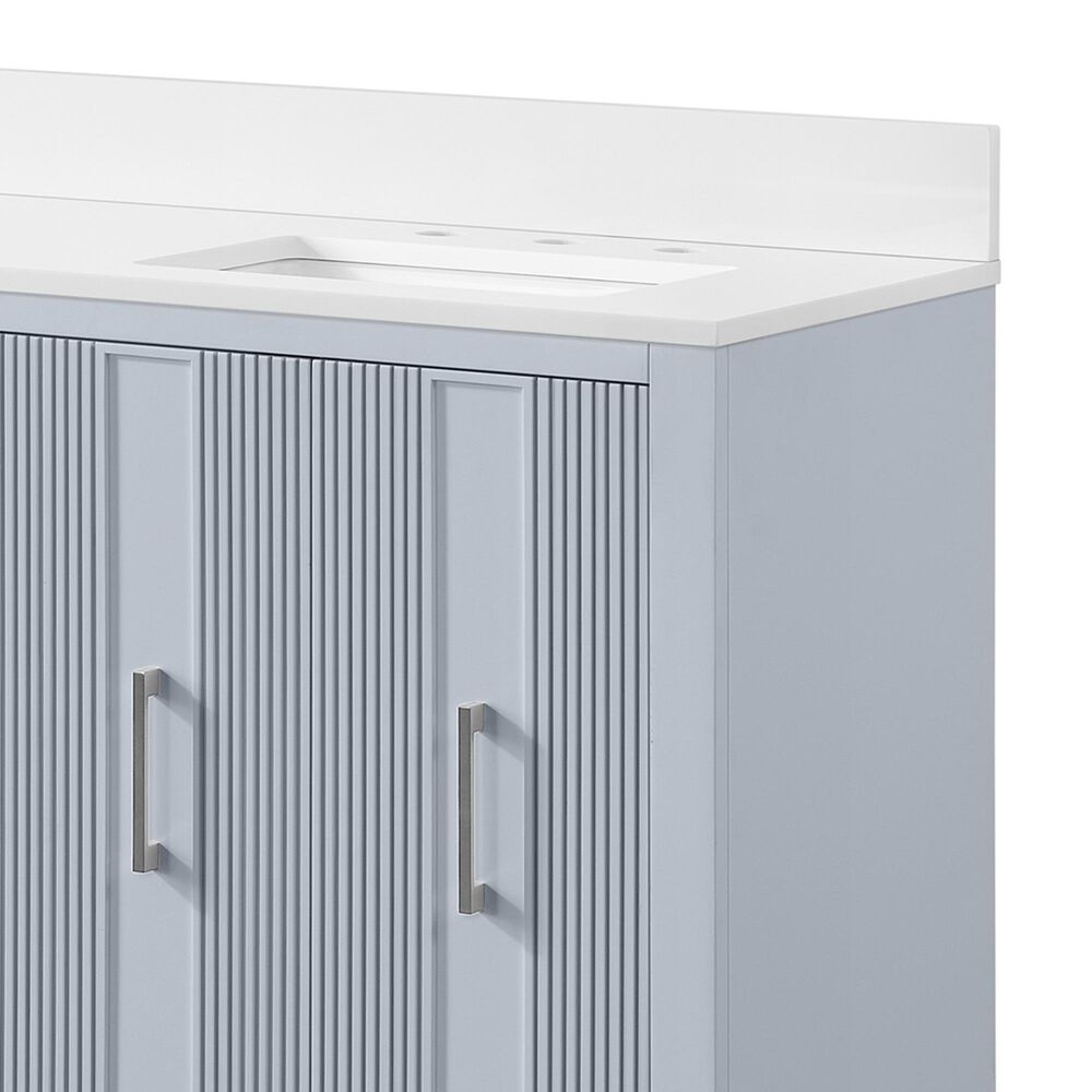 37B Fenwick 60" Double Bathroom Vanity in Soft Blue with Glossy White Composite Stone Top and Backsplash, , large