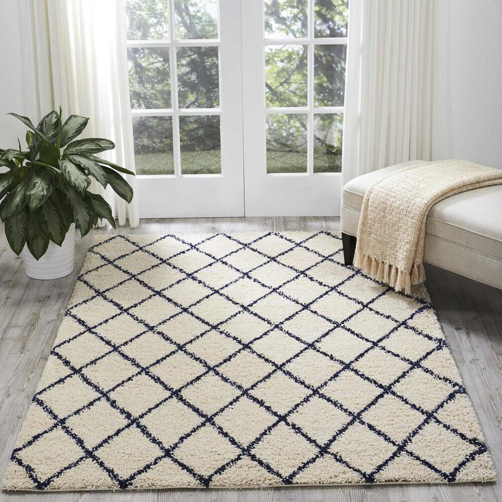 Nourison Brisbane BRI08 8&#39;2&quot; x 10&#39; Ivory and Blue Area Rug, , large