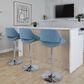 LumiSource Fabrico Swivel Adjustable Bar Stool with Blue Noise Fabric Upholstery and Rounded T Footrest in Chrome (Set of 2), , large