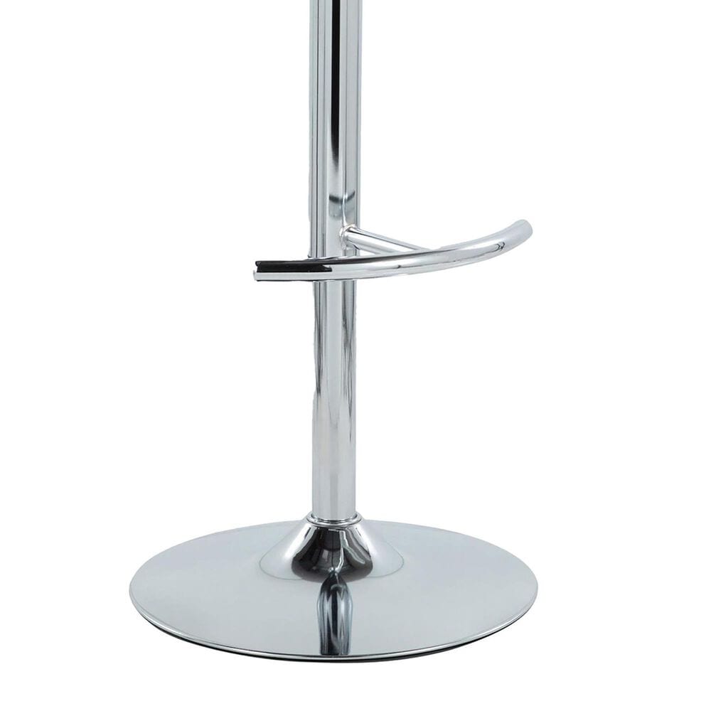 LumiSource Fabrico Swivel Adjustable Bar Stool with Cream Noise Fabric Upholstery and Rounded T Footrest in Chrome (Set of 2), , large