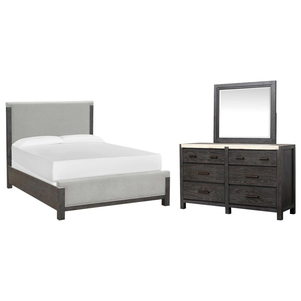 Nicolette Home Plum Creek 3 Piece Queen Upholstered Panel Bedroom Set in Ravenwood Black, , large