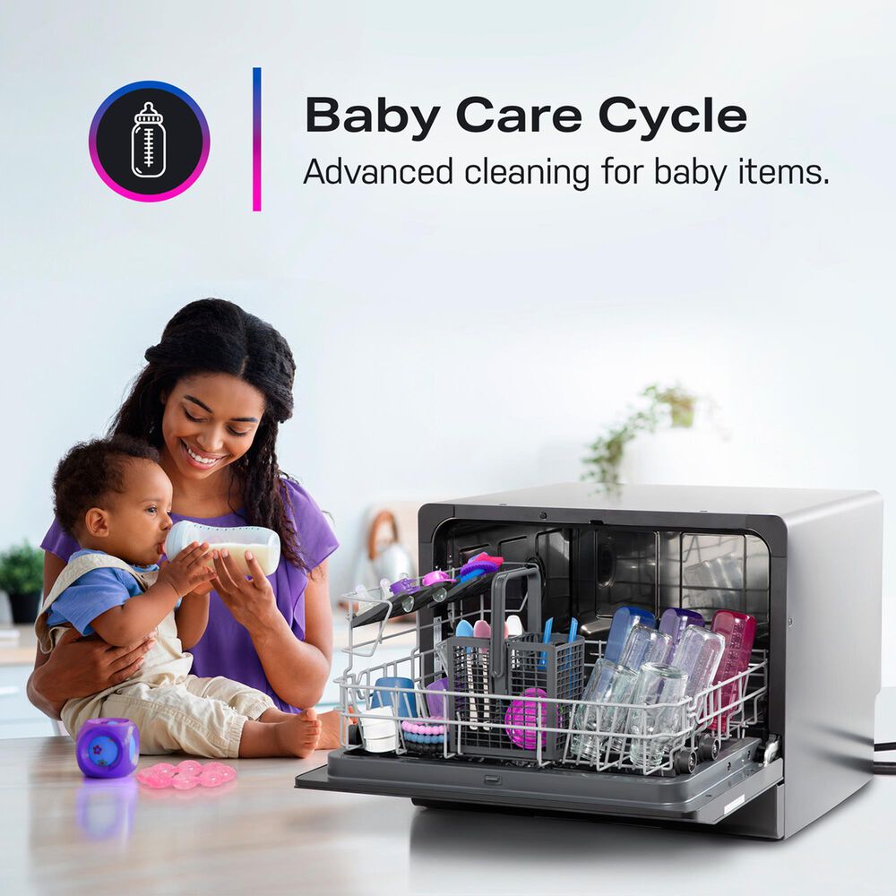 GE Profile 21.7" Countertop or Built-In Smart Compact Dishwasher with 6 Wash Cycles in Black, , large