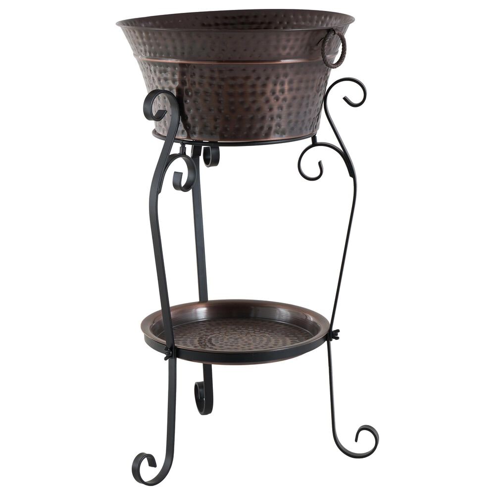 Maple and Jade Decorative Ice Bucket with Lower Shelf in Polished Copper, , large