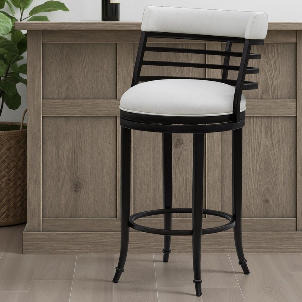 Armen Living Telia Bar Height Stool with Ivory Upholstery in Dark Brown, , large