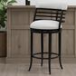 Armen Living Telia Bar Height Stool with Ivory Upholstery in Dark Brown, , large