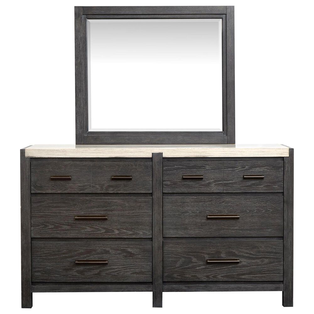 Nicolette Home Plum Creek 4 Piece Queen Upholstered Panel Bedroom Set in Ravenwood Black, , large
