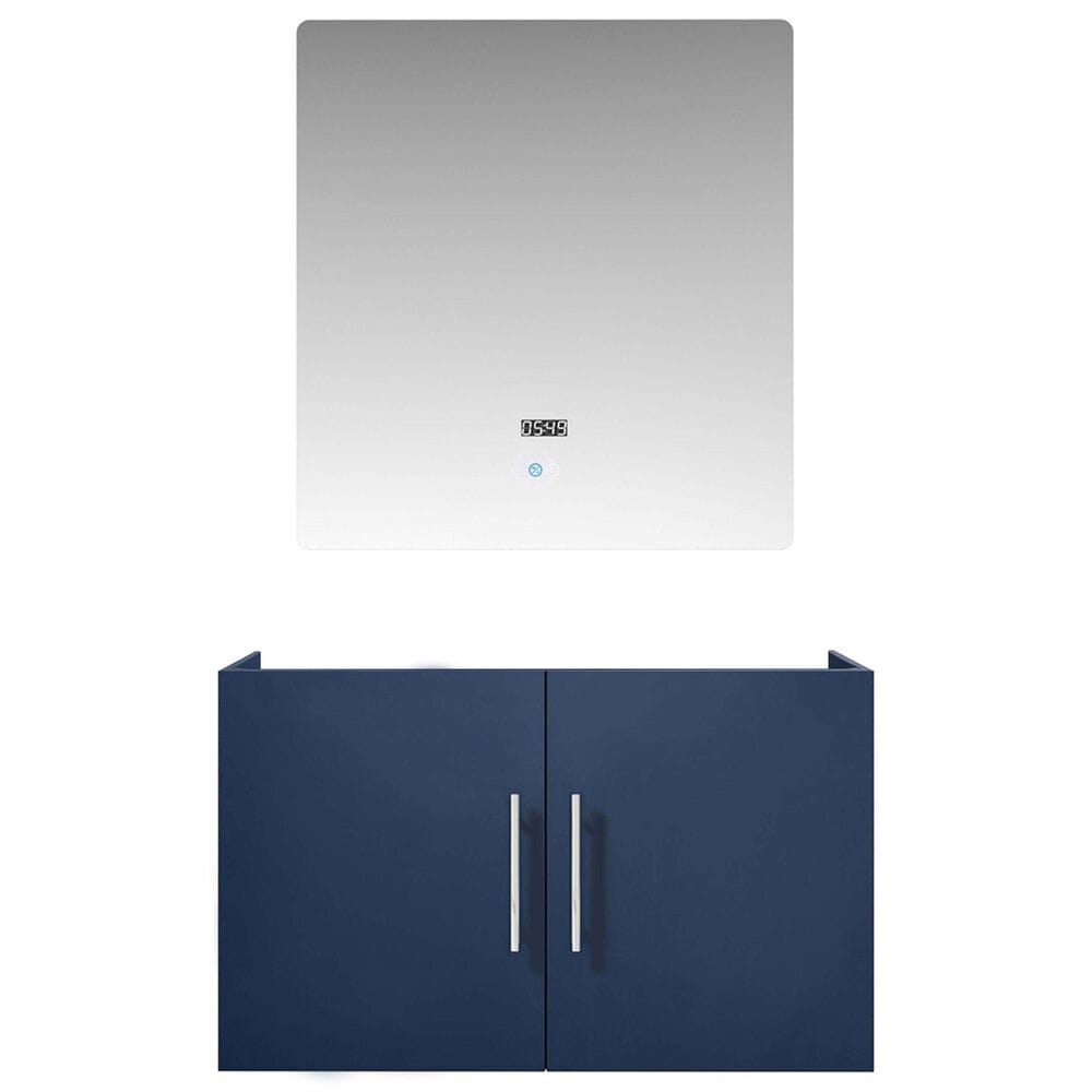 Lexora Home Geneva 30&quot; Single Bathroom Vanity Cabinet Only in Glossy White and 30&quot; LED Mirror, , large