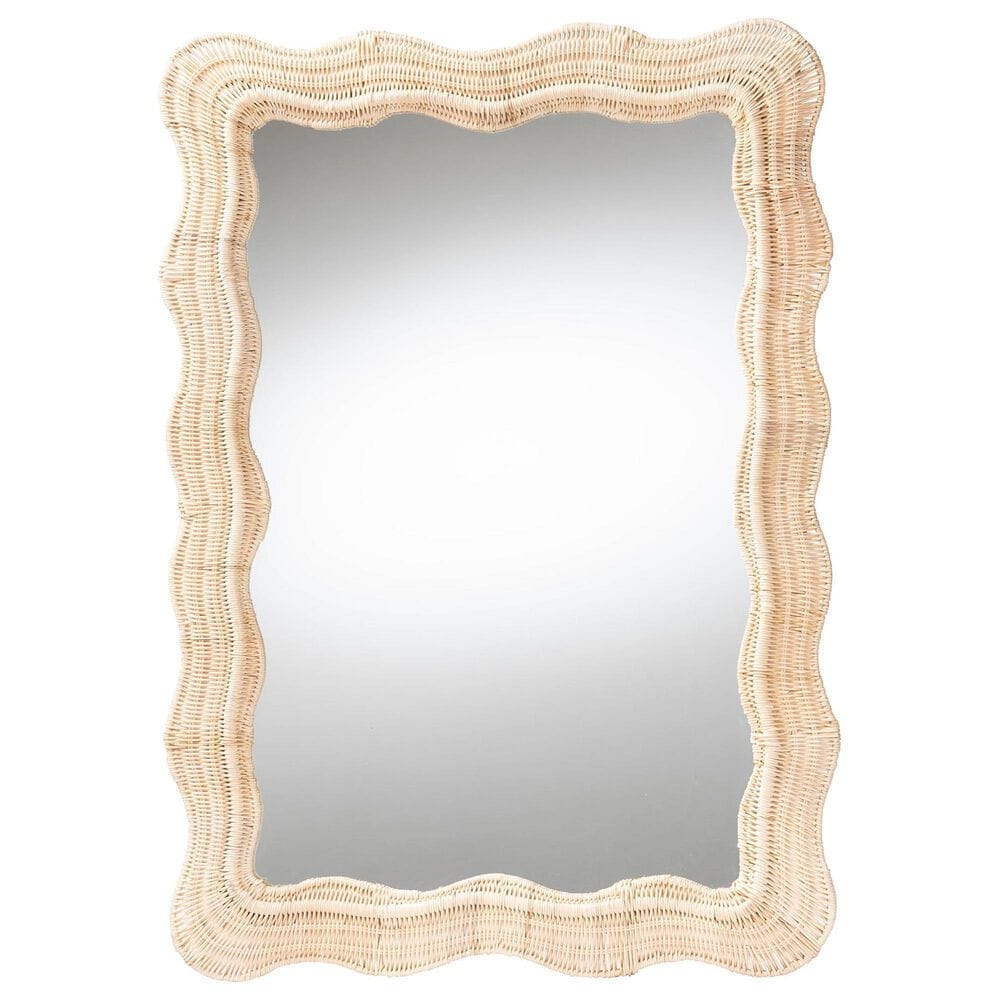 bali & pari Hasana Scalloped Rectangular Accent Wall Mirror in Natural, , large