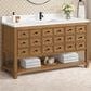 James Martin Malibu 60" Single Bathroom Vanity in Amber Birch with Single Hole 3 cm White Zeus Quartz Top and Rectangular Sink, , large