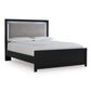 Ashley Maeling King Upholstered Panel Bed in Matte Black with LED Light, , large