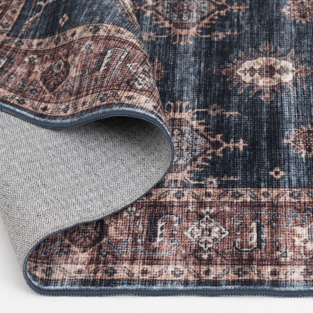 Central Oriental Rugease Velveteen Raquel Aerugo and Rust 2&#39;3&quot; x 6&#39; Runner, , large