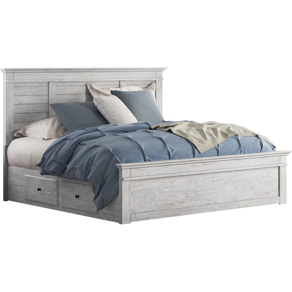 Ashley Makidern 4 Piece King Storage Bedroom Set with Four Drawers in Whitewash, , large