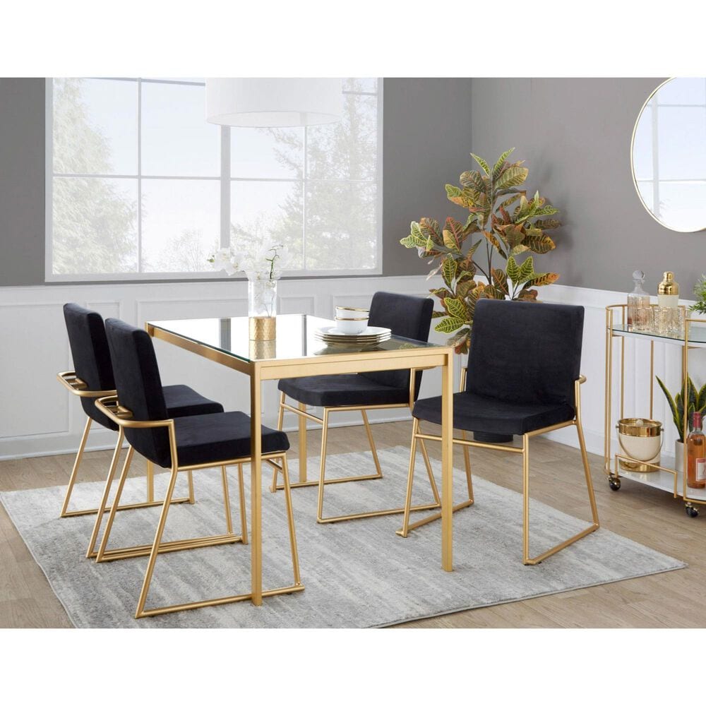 LumiSource Dutchess Side Chair with Black Velvet Cushion in Gold (Set of 2), , large