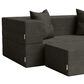 Jaxx Zipline 3-Piece Stationary Convertible Sleeper Loveseat in Charcoal Velvet, , large