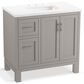 Kohler Quo 36" Single Bathroom Vanity in Mohair Grey with 3 cm Pure White Quartz Top and Oval Sink, , large