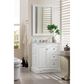 James Martin Vanities De Soto 30" Single Bathroom Vanity in Bright White with 3 cm White Zeus Quartz Top and Rectangular Sink, , large