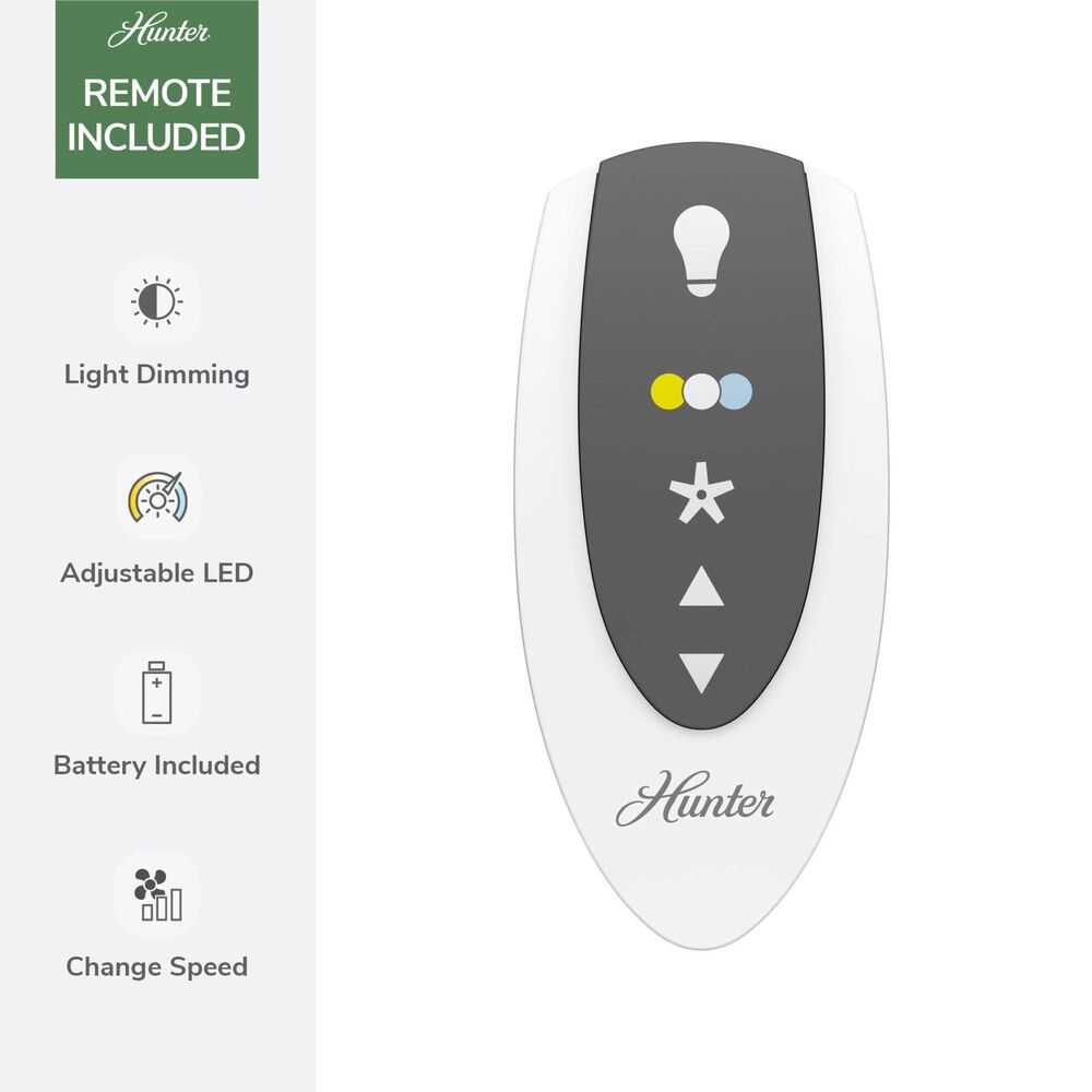 Hunter 52&quot; Malden Matte Black Ceiling Fan with LED Light Kit and Handheld Remote, , large