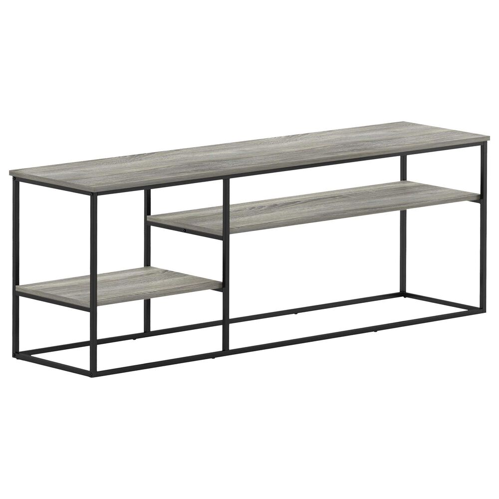 HOMLUX 60" TV Stand with 2 Open Storage Shelves in French Oak Grey, , large