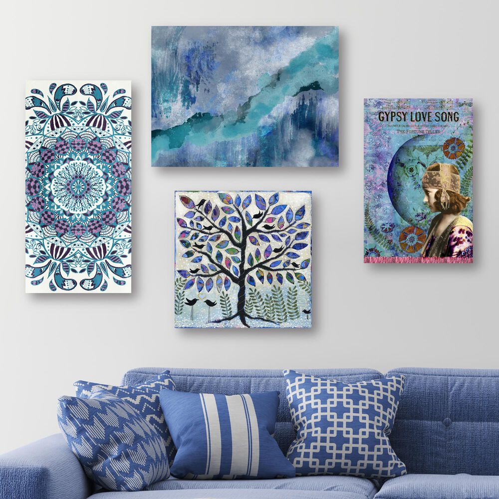 Courtside Market Boho Blue 4-Piece Canvas Set, , large