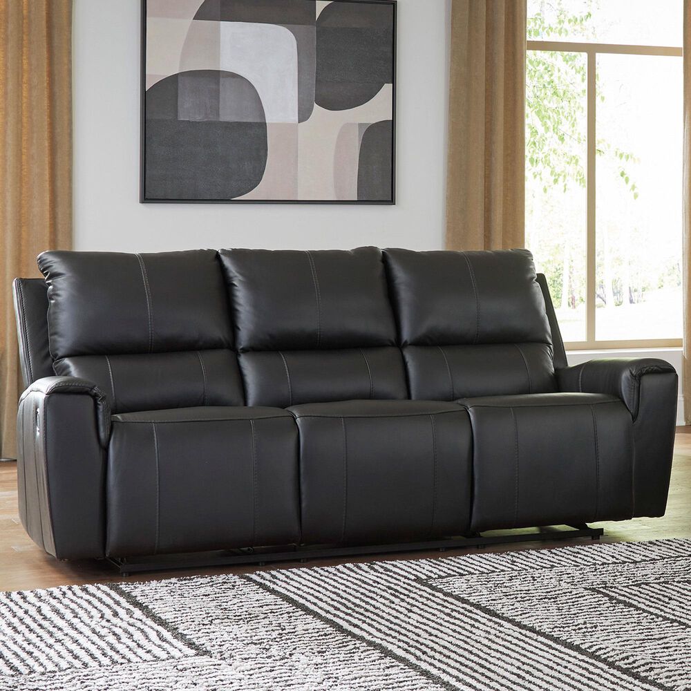 Ashley Glossmore Manual Reclining Sofa in Black, , large