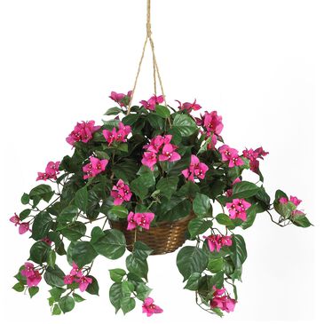 Nearly Natural Inc Bougainvillea Hanging Basket Silk Plant, , large