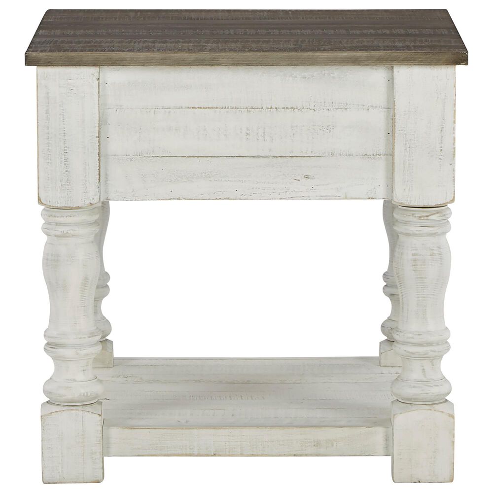 Ashley Havalance End Table in Distressed Vintage White and Weathered Gray, , large