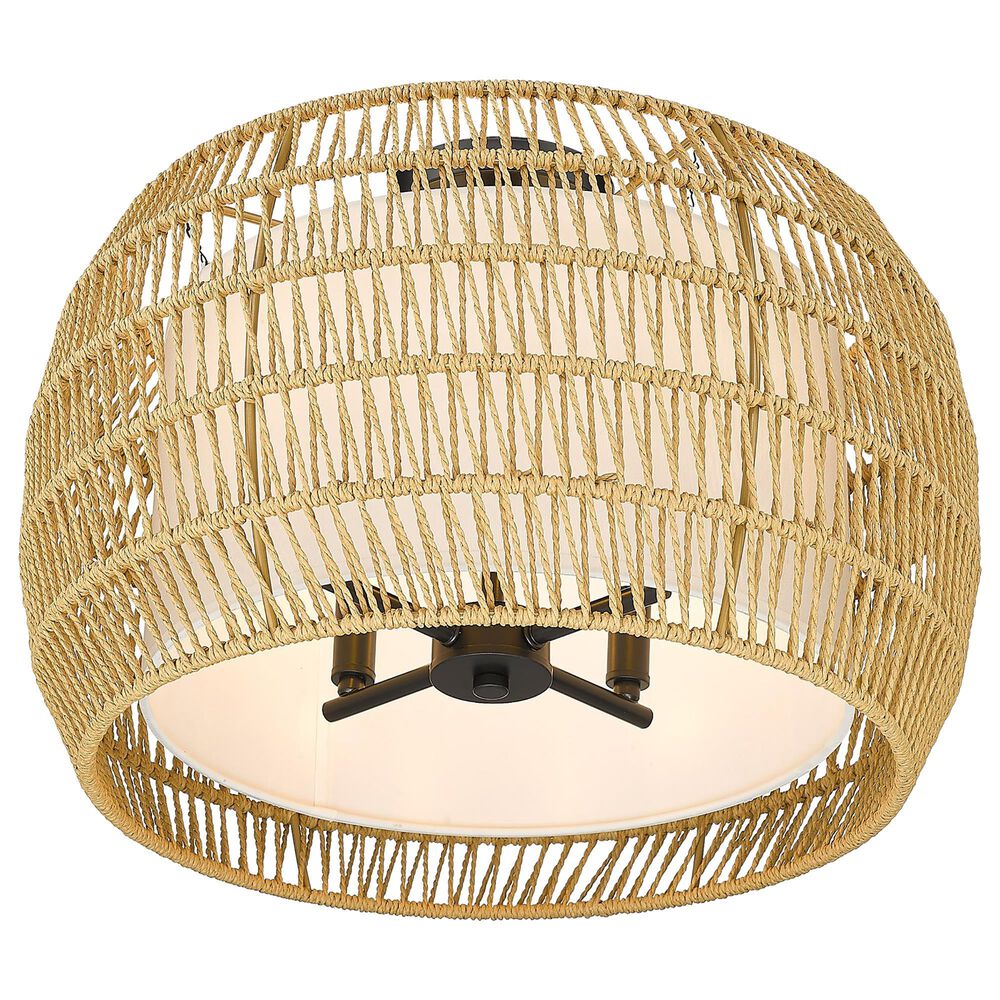 Golden Lighting Everly 4-Light Semi-Flush in Matte Black/Natural Rattan, , large