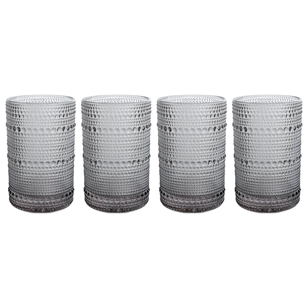 Gibson Overseas, Inc Morning Dew 4-Piece 13 Oz Embossed Soda Lime Tumbler Set in Smoke, , large