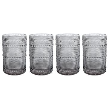 Gibson Overseas, Inc Morning Dew 4-Piece 13 Oz Embossed Soda Lime Tumbler Set in Smoke, , large